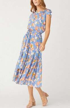 Shoshanna Peony Tossed Floral Midi Dress